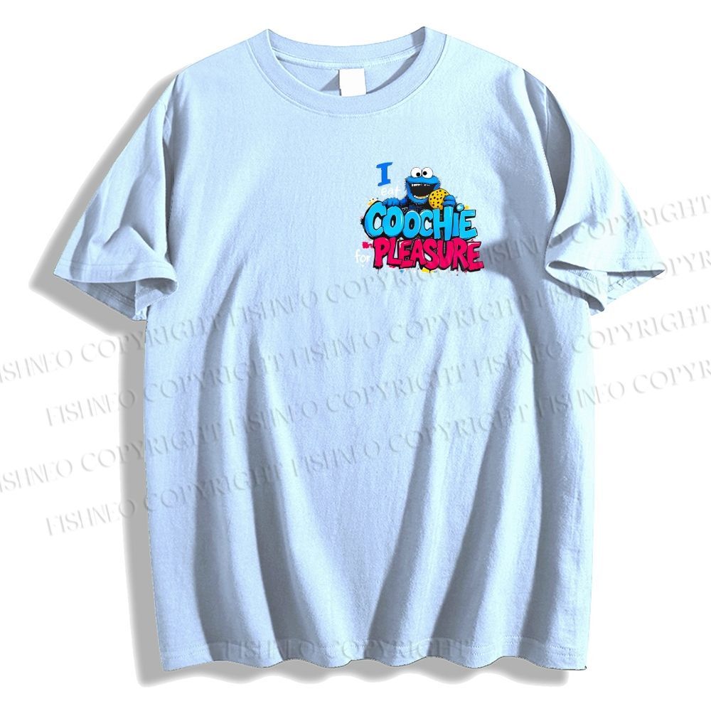 Unisex Classic I Eat Cookies For Pleasure Cookie Monster Printed Cotton T-shirt