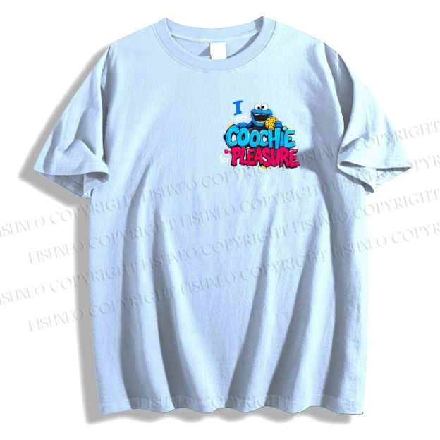 Unisex Classic I Eat Cookies For Pleasure Cookie Monster Printed Cotton T-shirt