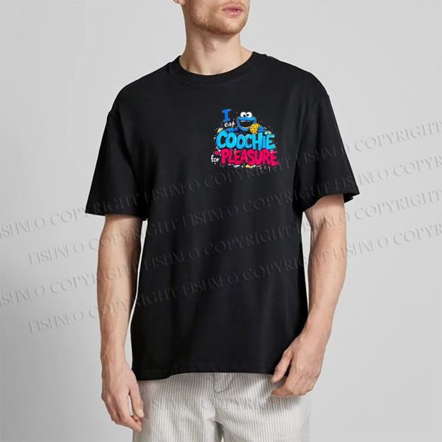 Unisex Classic I Eat Cookies For Pleasure Cookie Monster Printed Cotton T-shirt
