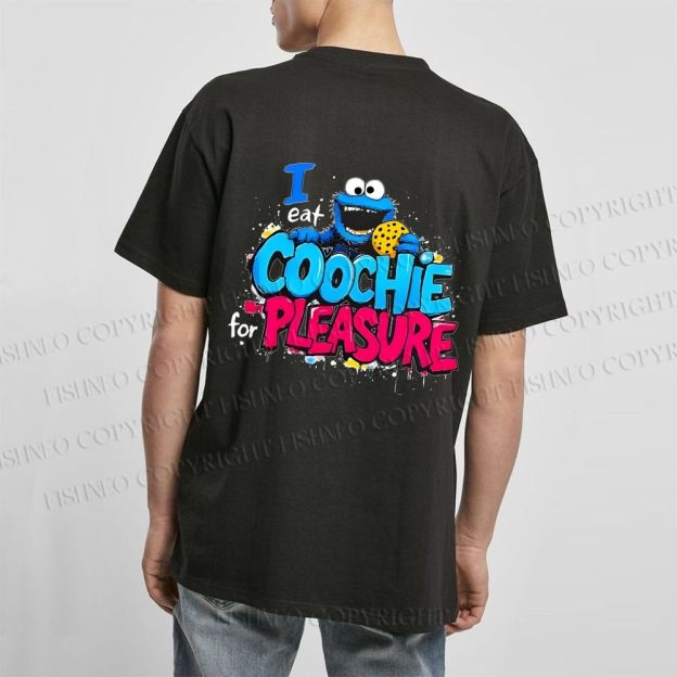 Unisex Classic I Eat Cookies For Pleasure Cookie Monster Printed Cotton T-shirt