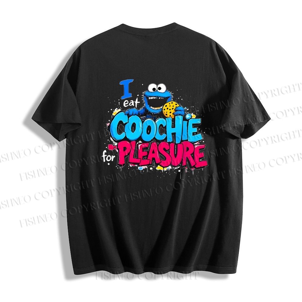 Unisex Classic I Eat Cookies For Pleasure Cookie Monster Printed Cotton T-shirt