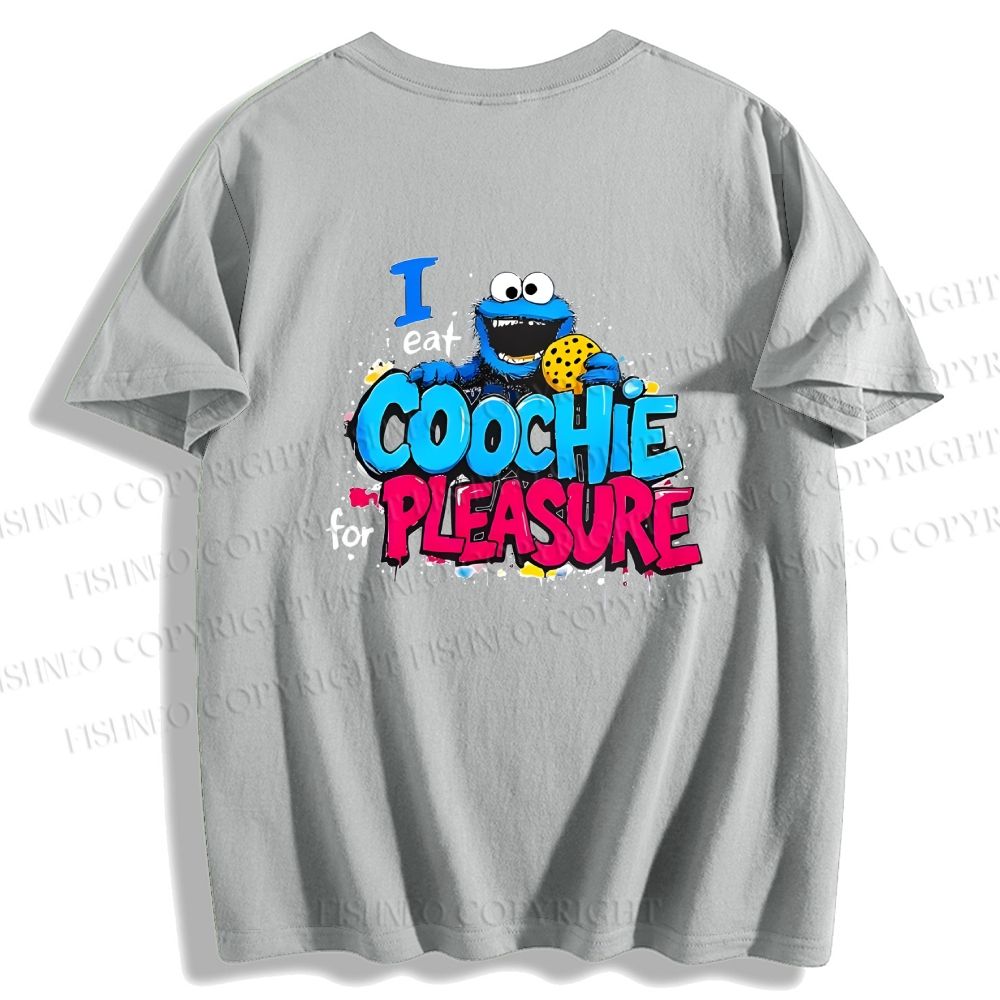 Unisex Classic I Eat Cookies For Pleasure Cookie Monster Printed Cotton T-shirt