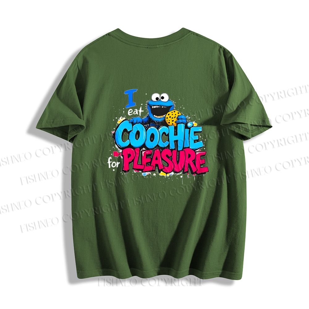 Unisex Classic I Eat Cookies For Pleasure Cookie Monster Printed Cotton T-shirt