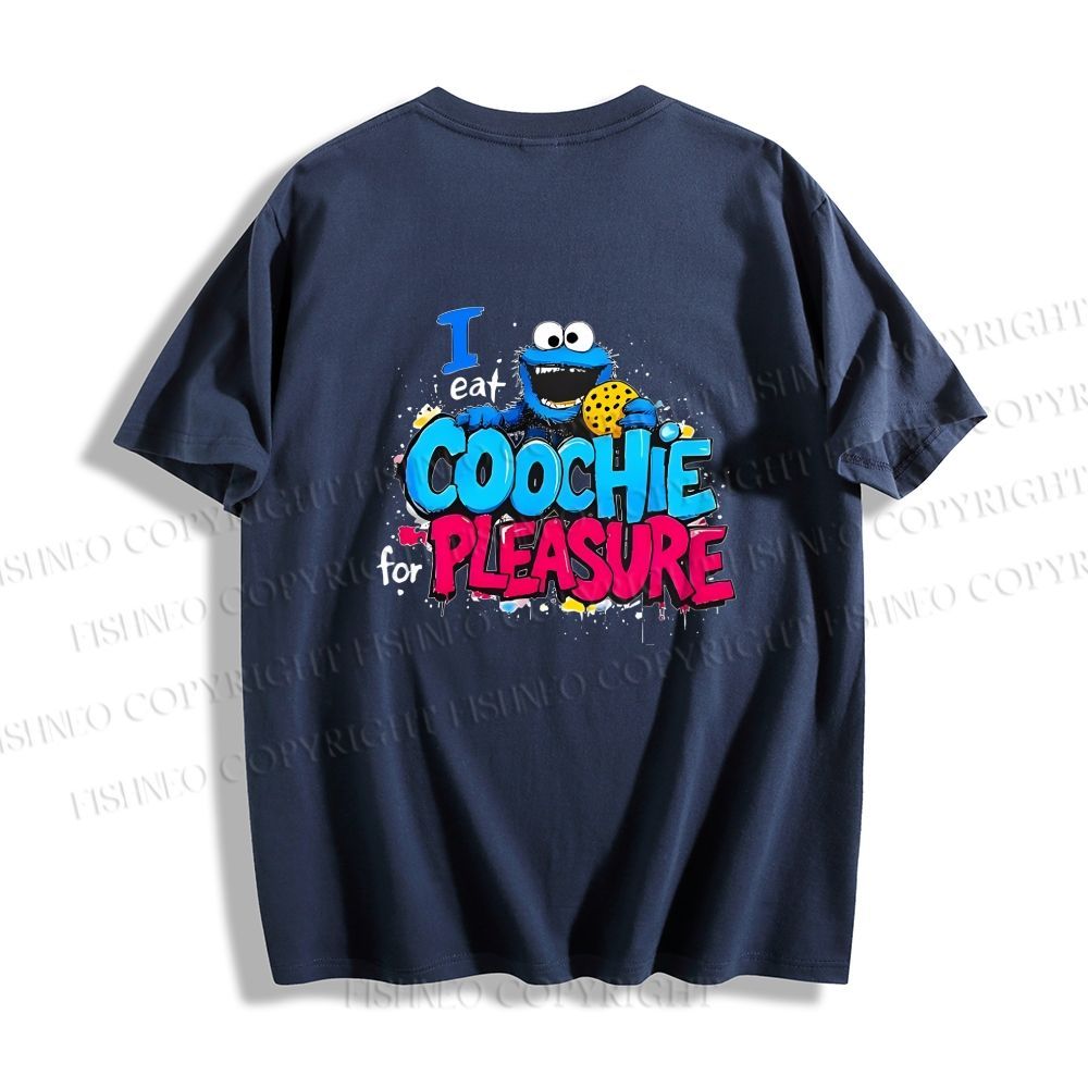 Unisex Classic I Eat Cookies For Pleasure Cookie Monster Printed Cotton T-shirt