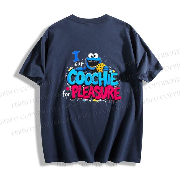 Unisex Classic I Eat Cookies For Pleasure Cookie Monster Printed Cotton T-shirt