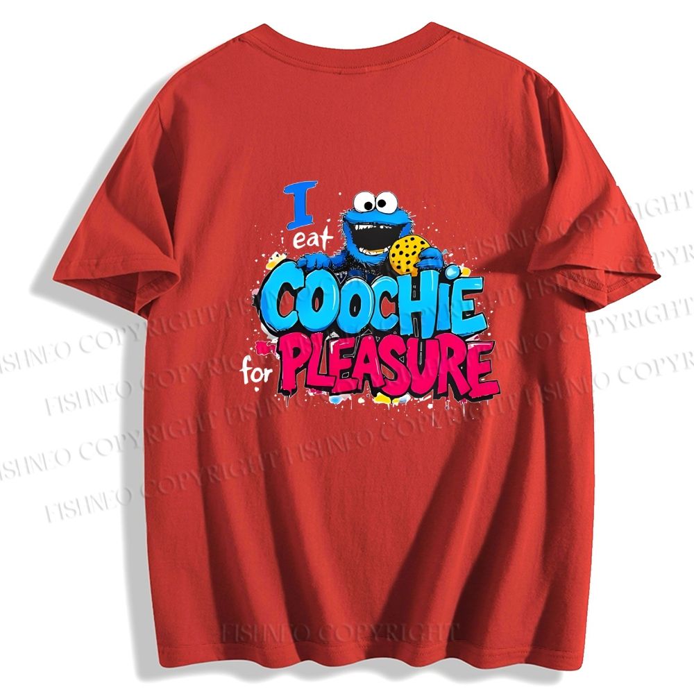 Unisex Classic I Eat Cookies For Pleasure Cookie Monster Printed Cotton T-shirt