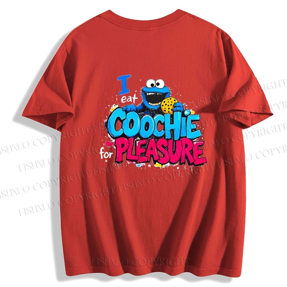 Unisex Classic I Eat Cookies For Pleasure Cookie Monster Printed Cotton T-shirt