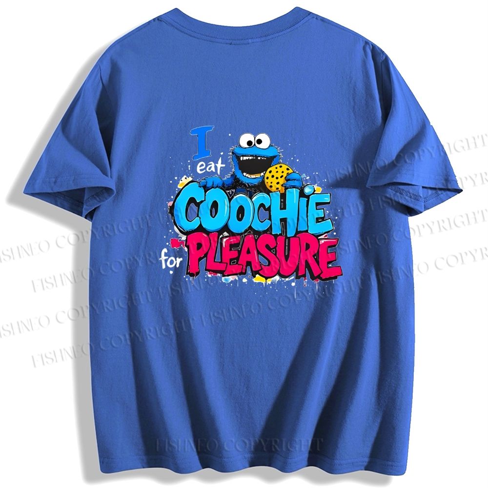 Unisex Classic I Eat Cookies For Pleasure Cookie Monster Printed Cotton T-shirt