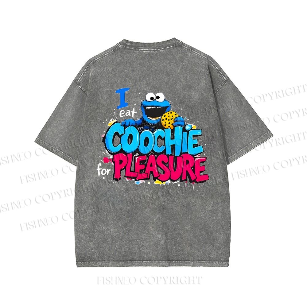 Unisex I Eat Cookies For Pleasure Cookie Monster Printed Washed Tee