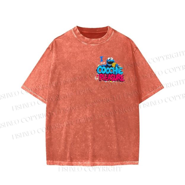 Unisex I Eat Cookies For Pleasure Cookie Monster Printed Washed Tee