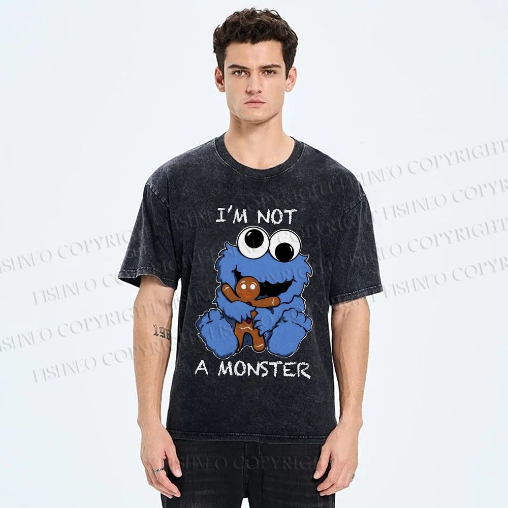 Unisex I'm Not A Monster Printed Washed Tee
