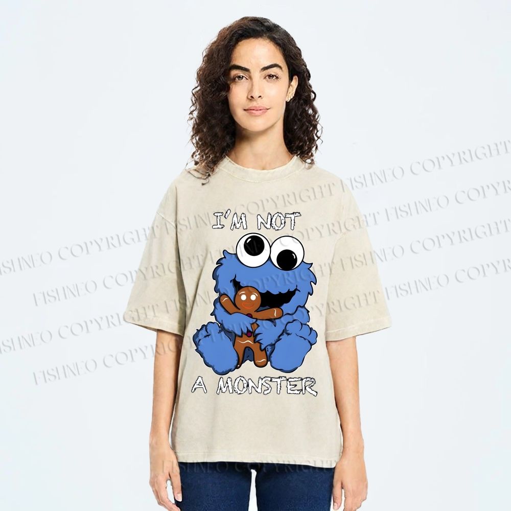 Unisex I'm Not A Monster Printed Washed Tee