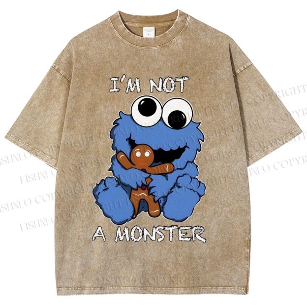 Unisex I'm Not A Monster Printed Washed Tee