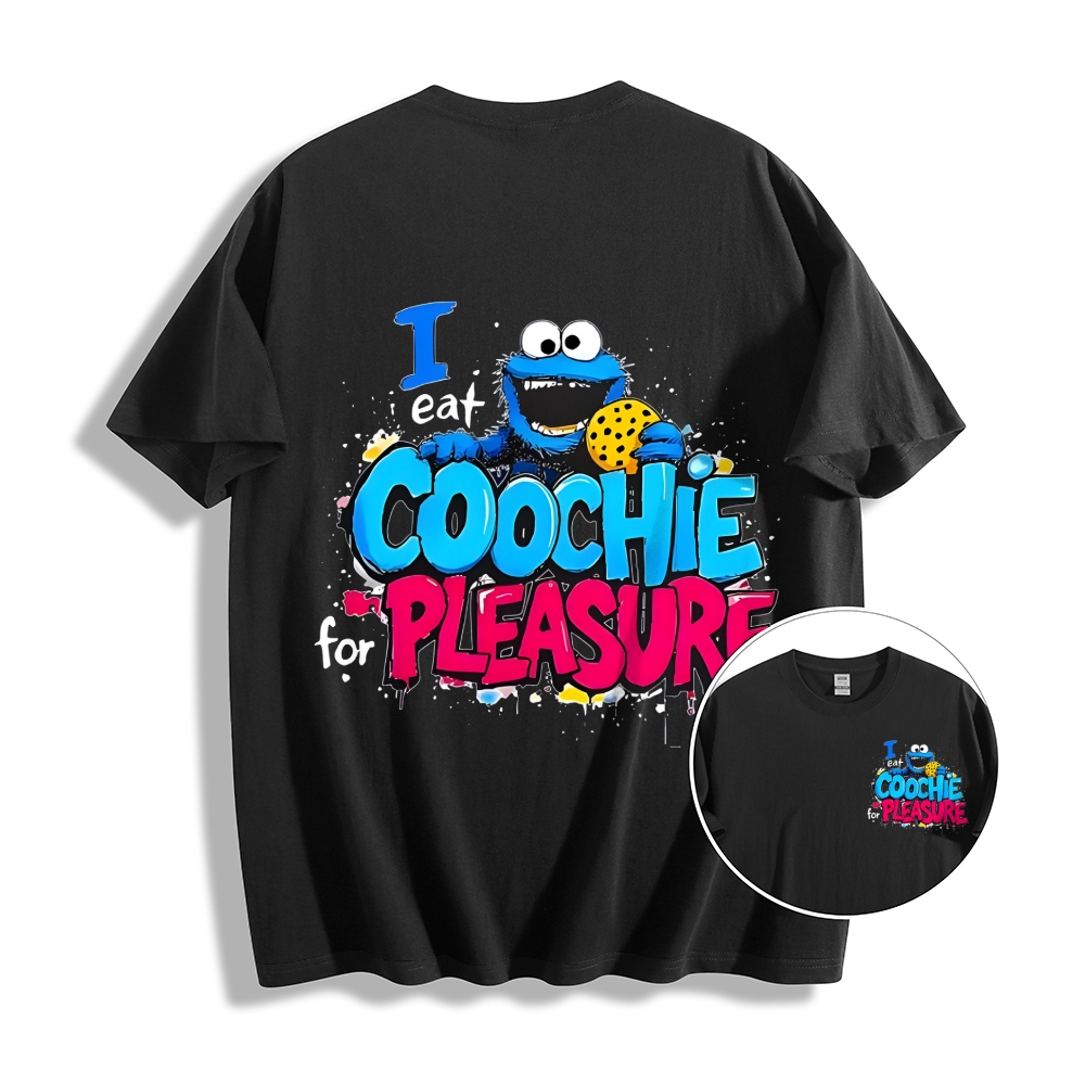 Unisex Classic I Eat Cookies For Pleasure Cookie Monster Printed Cotton T-shirt