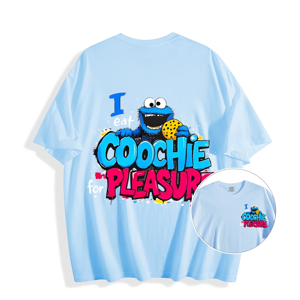 Unisex Classic I Eat Cookies For Pleasure Cookie Monster Printed Cotton T-shirt