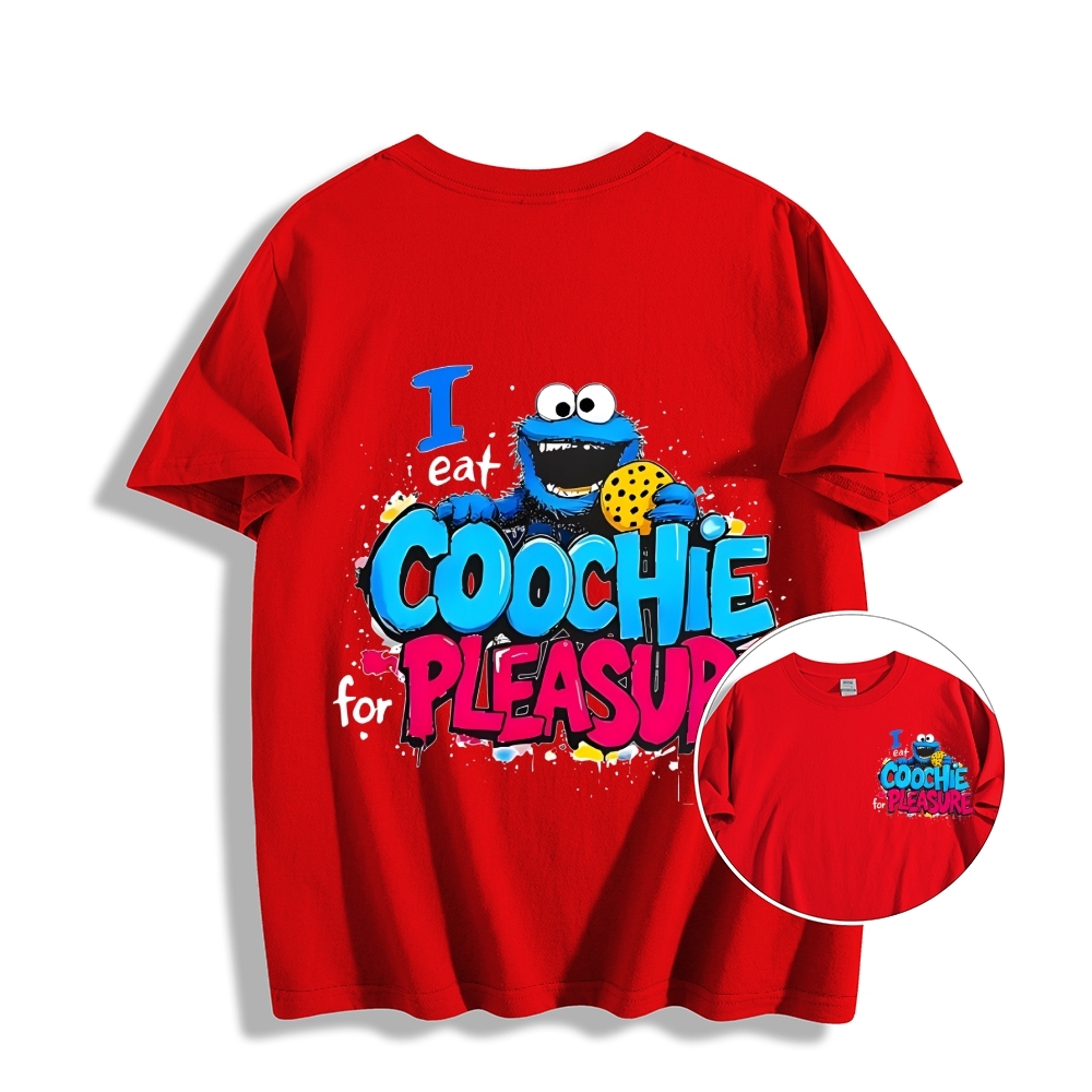 Unisex Classic I Eat Cookies For Pleasure Cookie Monster Printed Cotton T-shirt