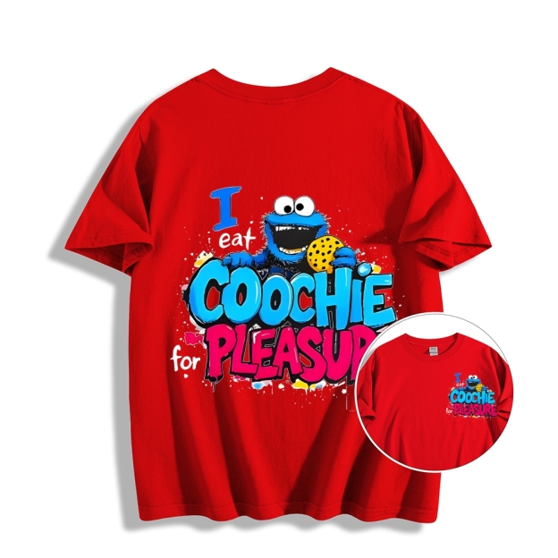 Unisex Classic I Eat Cookies For Pleasure Cookie Monster Printed Cotton T-shirt