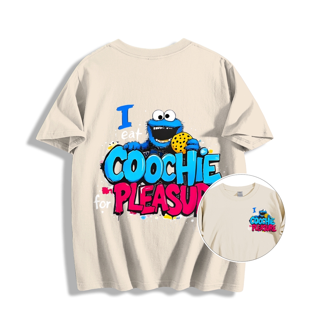 Unisex Classic I Eat Cookies For Pleasure Cookie Monster Printed Cotton T-shirt