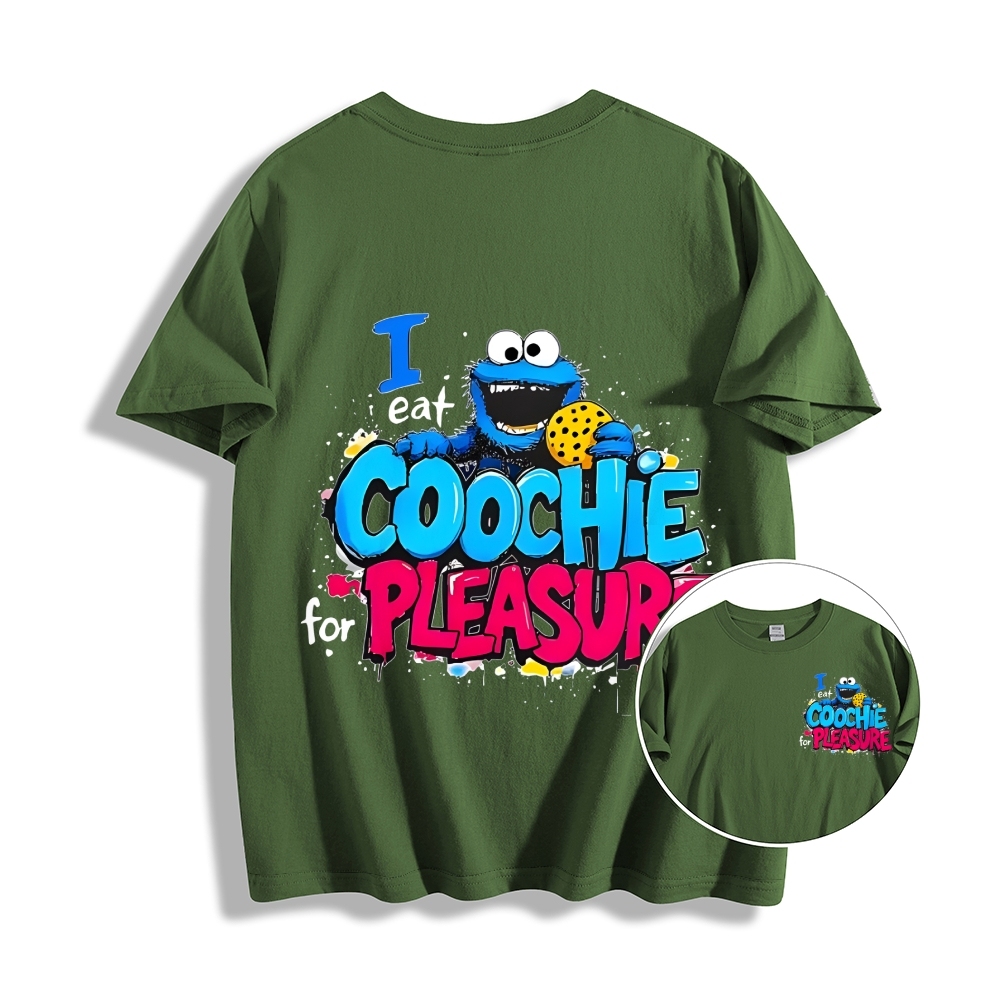 Unisex Classic I Eat Cookies For Pleasure Cookie Monster Printed Cotton T-shirt