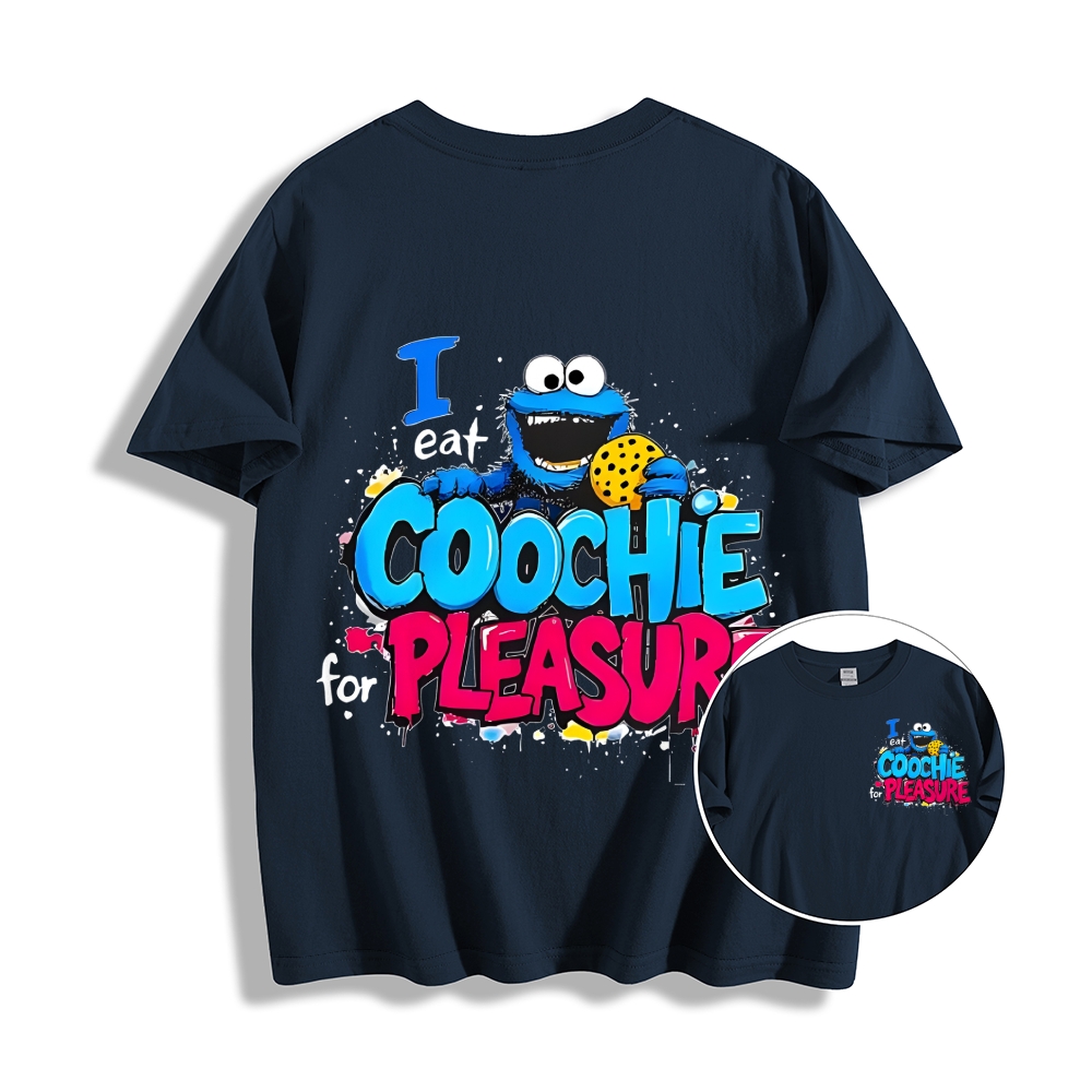 Unisex Classic I Eat Cookies For Pleasure Cookie Monster Printed Cotton T-shirt