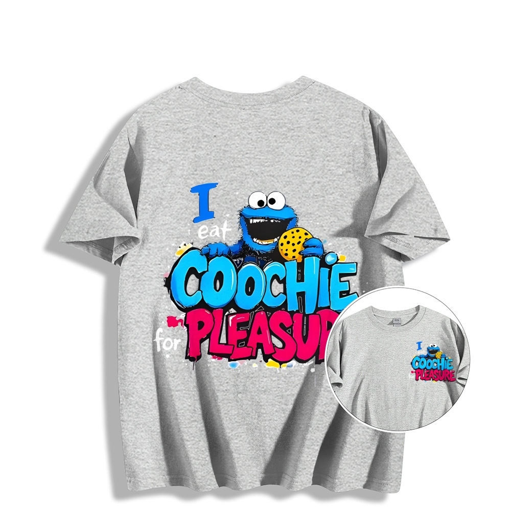 Unisex Classic I Eat Cookies For Pleasure Cookie Monster Printed Cotton T-shirt