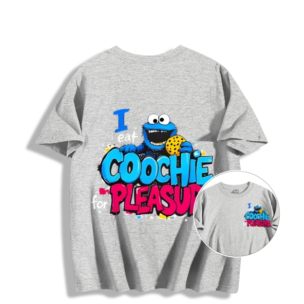 Unisex Classic I Eat Cookies For Pleasure Cookie Monster Printed Cotton T-shirt