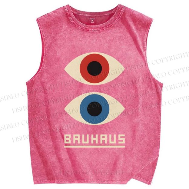 Unisex Bauhaus Art Eyes Printed Washed Tank Top