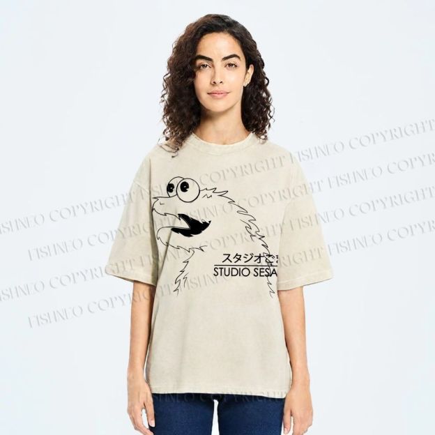 Unisex Sesame Cookie Monster Printed Washed Tee