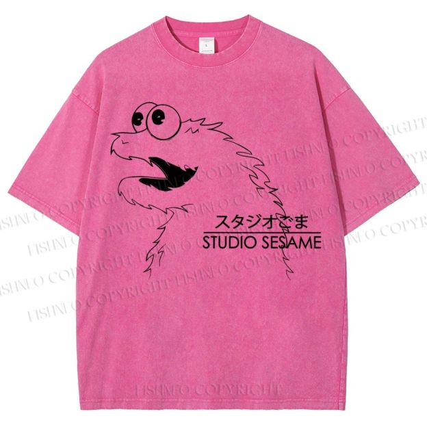 Unisex Sesame Cookie Monster Printed Washed Tee