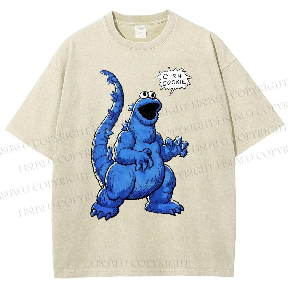 Unisex Cookie Monster C Is Cookie Printed Washed Tee