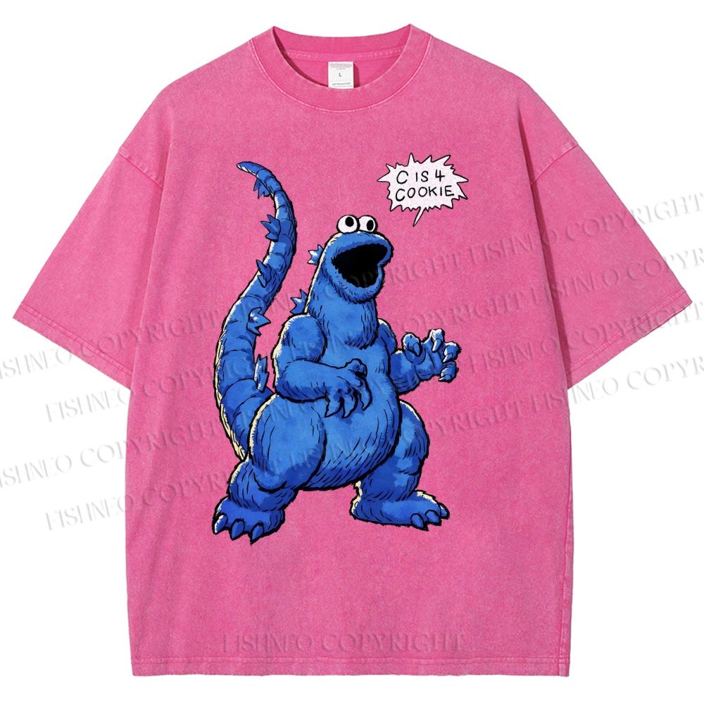 Unisex Cookie Monster C Is Cookie Printed Washed Tee