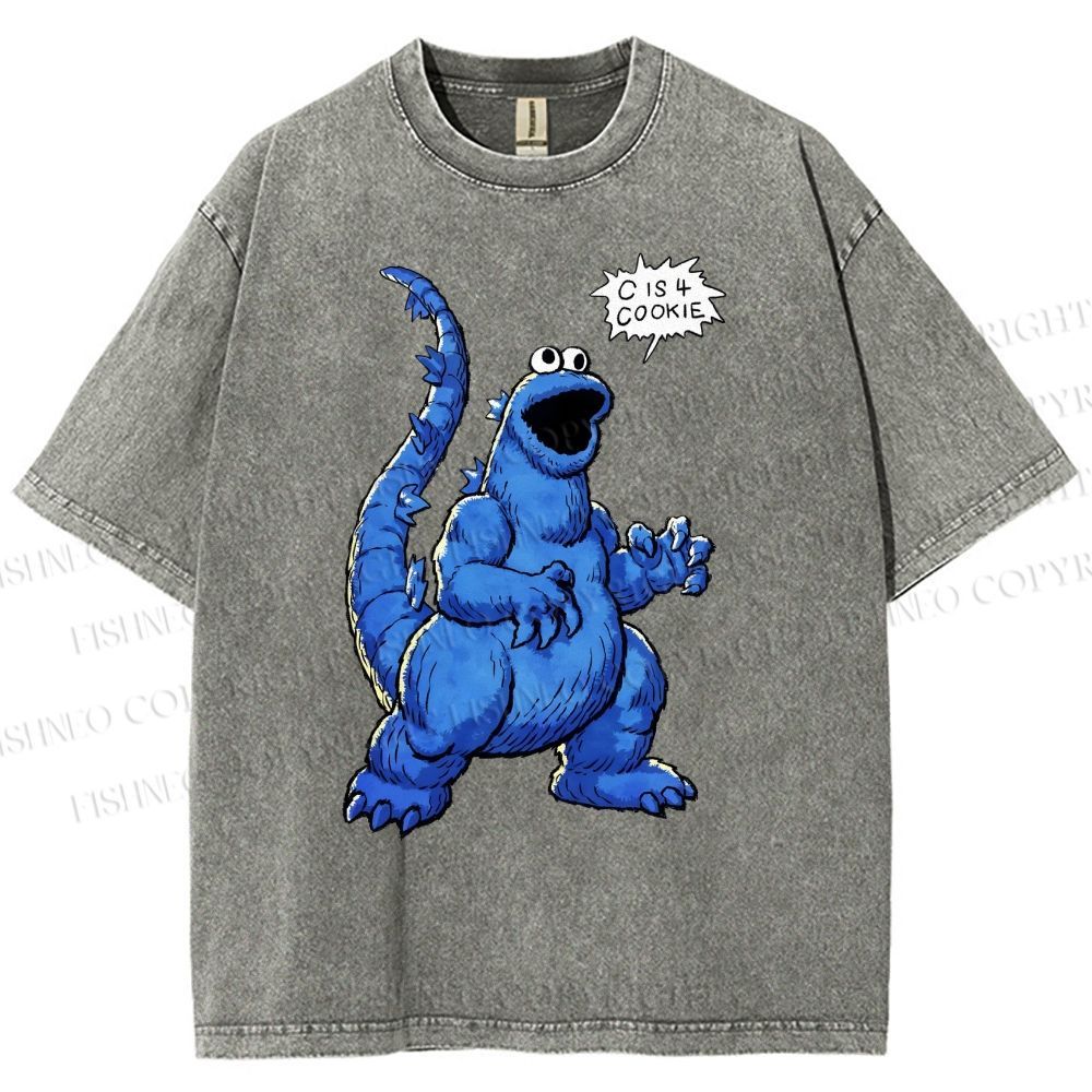 Unisex Cookie Monster C Is Cookie Printed Washed Tee