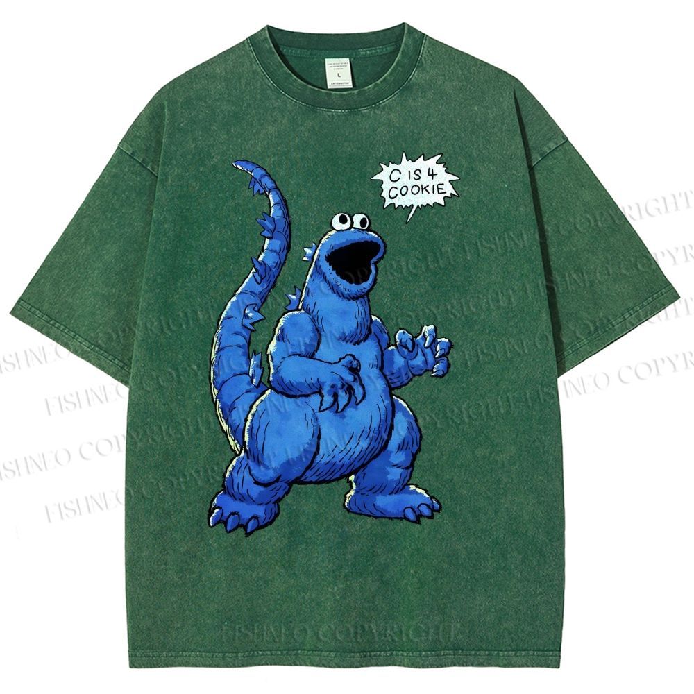 Unisex Cookie Monster C Is Cookie Printed Washed Tee