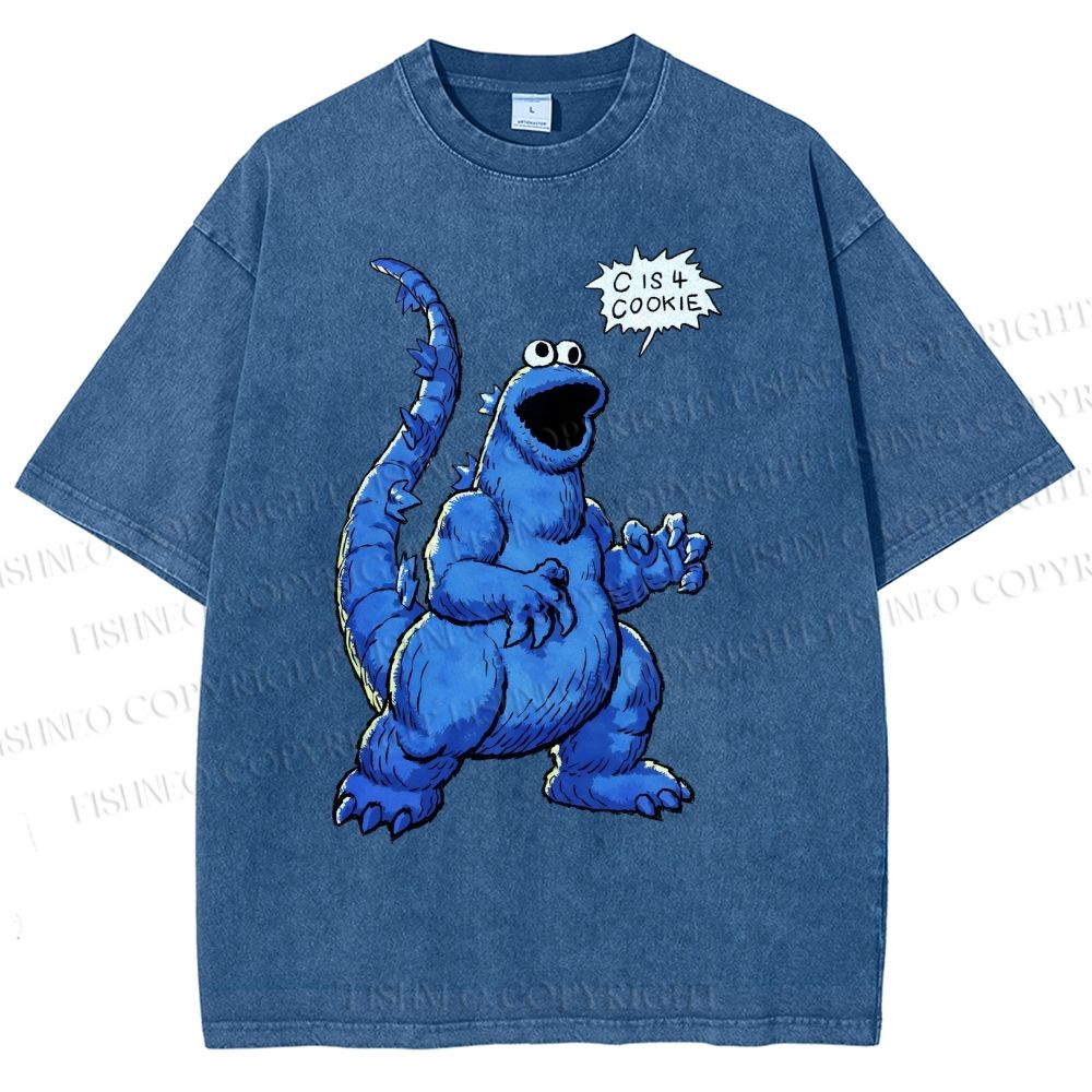 Unisex Cookie Monster C Is Cookie Printed Washed Tee