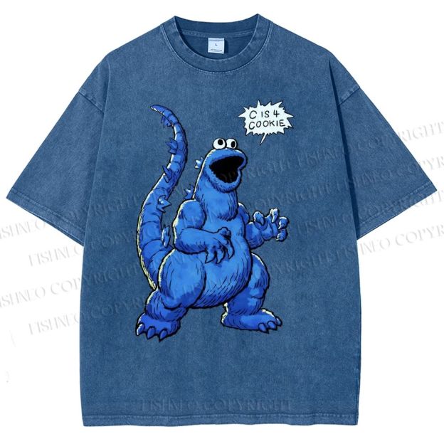Unisex Cookie Monster C Is Cookie Printed Washed Tee