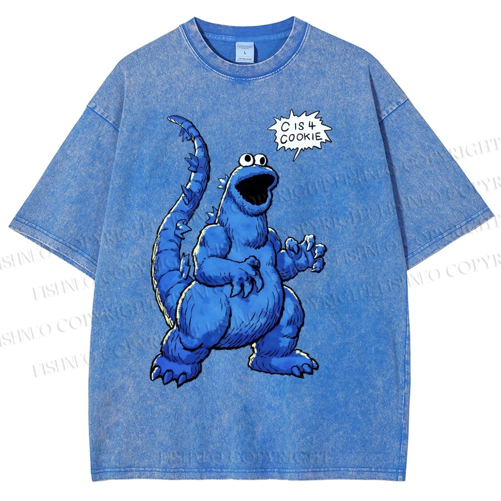 Unisex Cookie Monster C Is Cookie Printed Washed Tee
