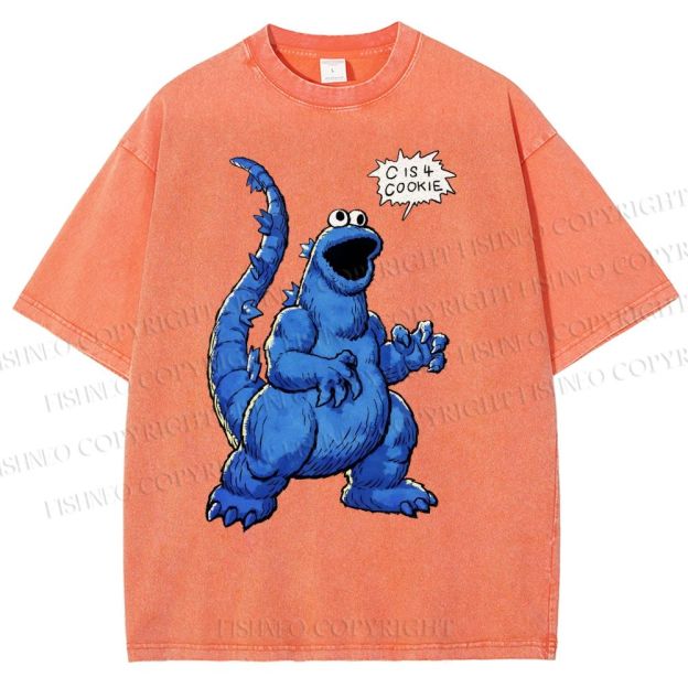 Unisex Cookie Monster C Is Cookie Printed Washed Tee
