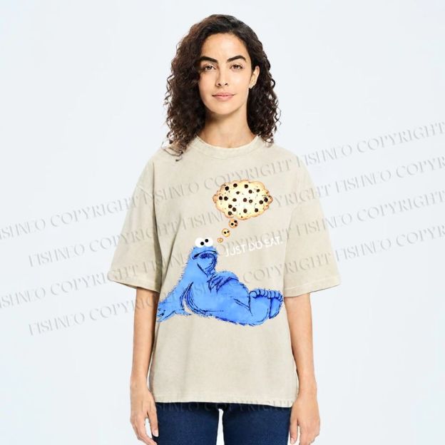 Unisex Just Do Eat Cookie Monster Printed Washed Tee