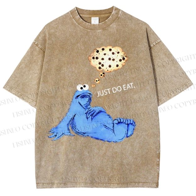 Unisex Just Do Eat Cookie Monster Printed Washed Tee