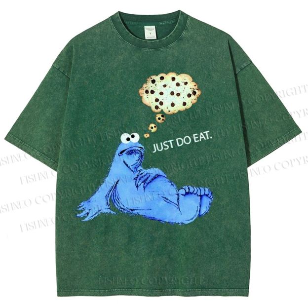 Unisex Just Do Eat Cookie Monster Printed Washed Tee