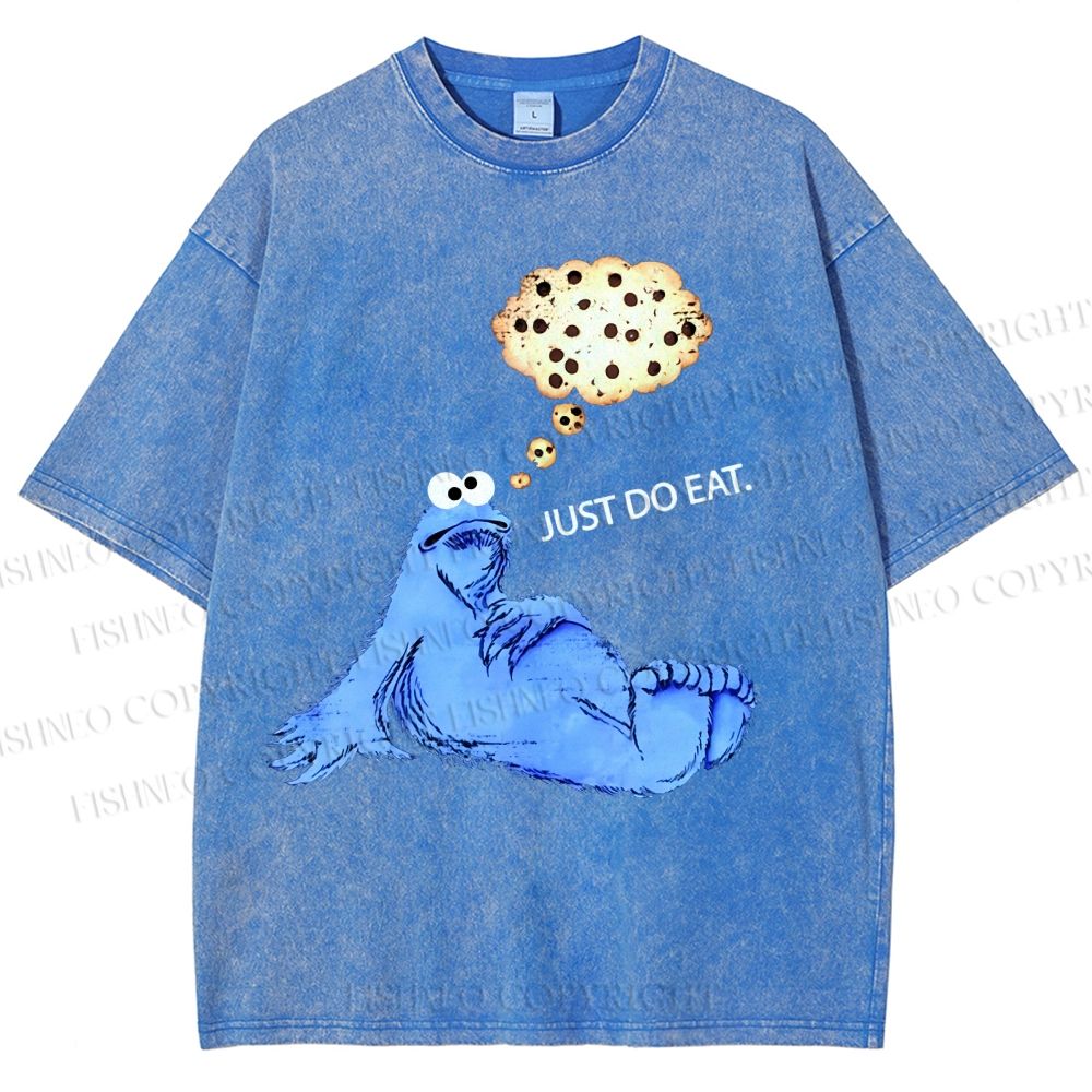 Unisex Just Do Eat Cookie Monster Printed Washed Tee