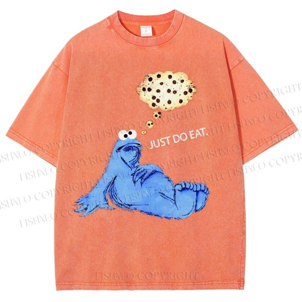 Unisex Just Do Eat Cookie Monster Printed Washed Tee