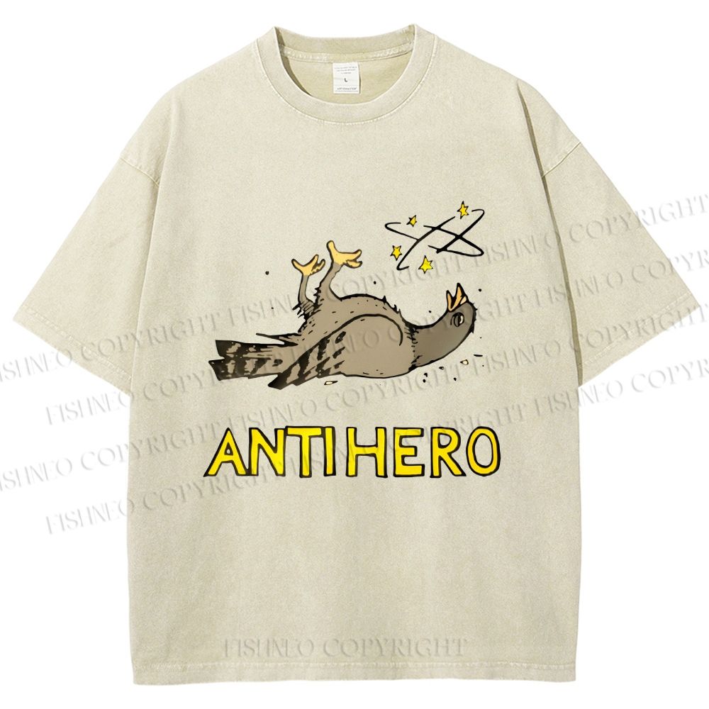 Unisex Beat-up Pigeon Anti Hero Printed Washed Tee