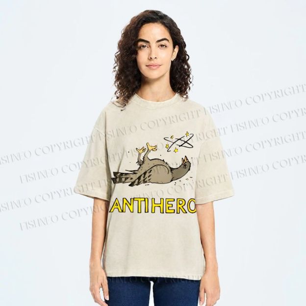 Unisex Beat-up Pigeon Anti Hero Printed Washed Tee