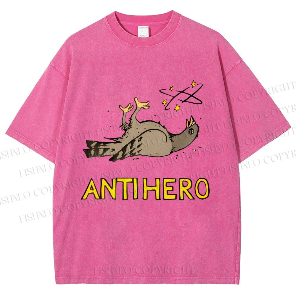 Unisex Beat-up Pigeon Anti Hero Printed Washed Tee