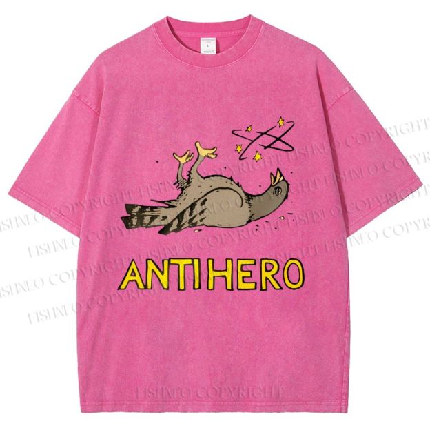 Unisex Beat-up Pigeon Anti Hero Printed Washed Tee