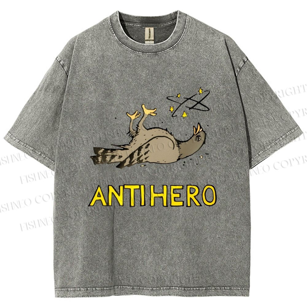 Unisex Beat-up Pigeon Anti Hero Printed Washed Tee