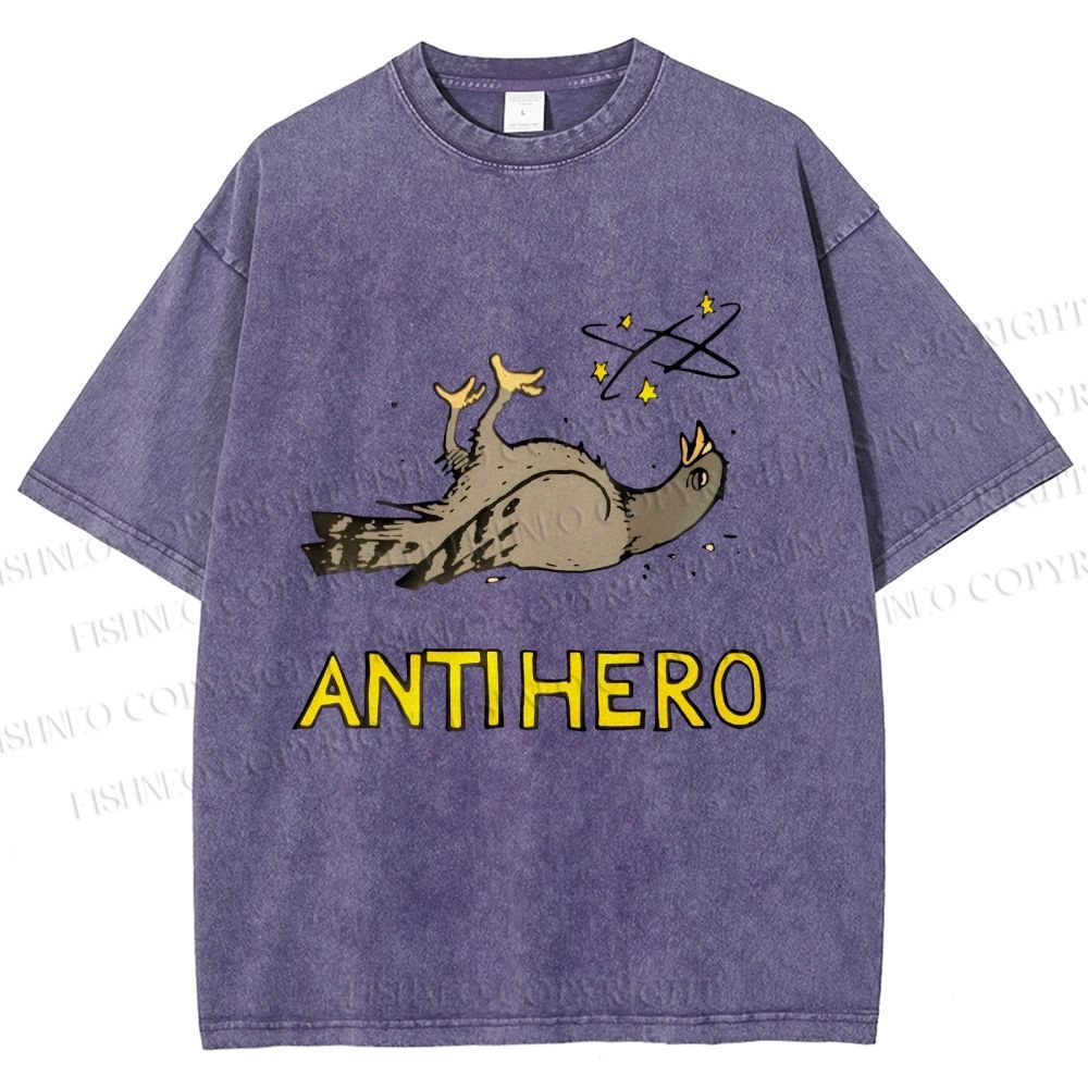 Unisex Beat-up Pigeon Anti Hero Printed Washed Tee