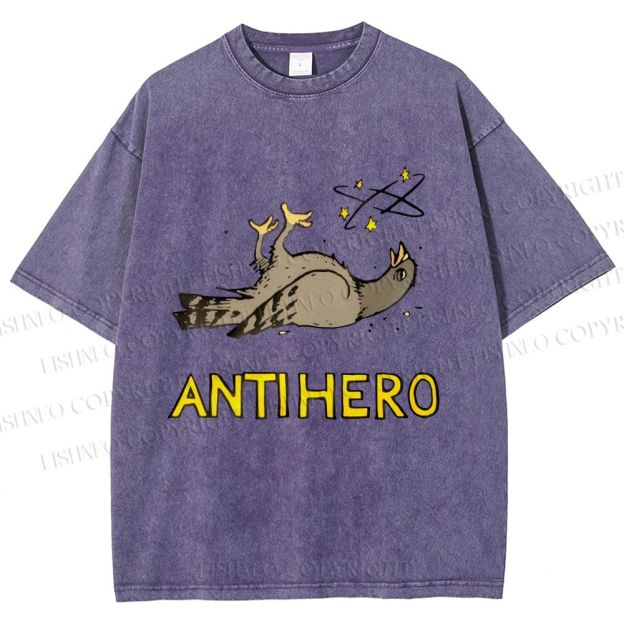 Unisex Beat-up Pigeon Anti Hero Printed Washed Tee