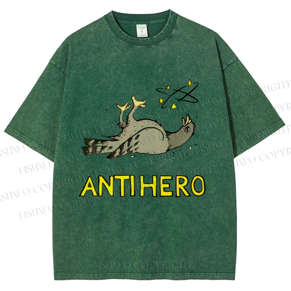 Unisex Beat-up Pigeon Anti Hero Printed Washed Tee